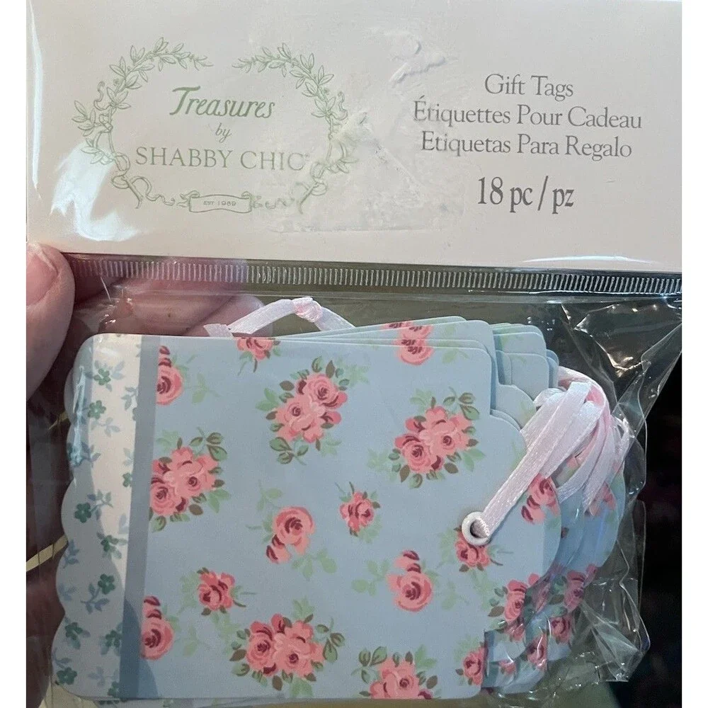 New Treasures by Shabby Chic Blue & Pink Floral Gift Tags Birthday Pack of 18